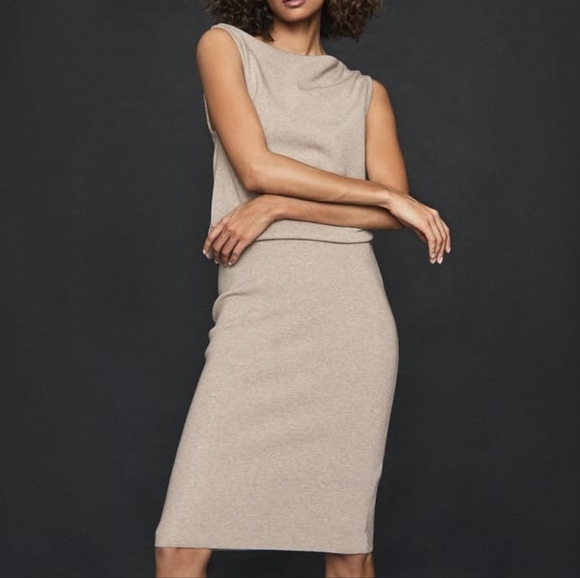 NWT REISS | Claudine Draped Knitted Dress - Picture 2 of 7